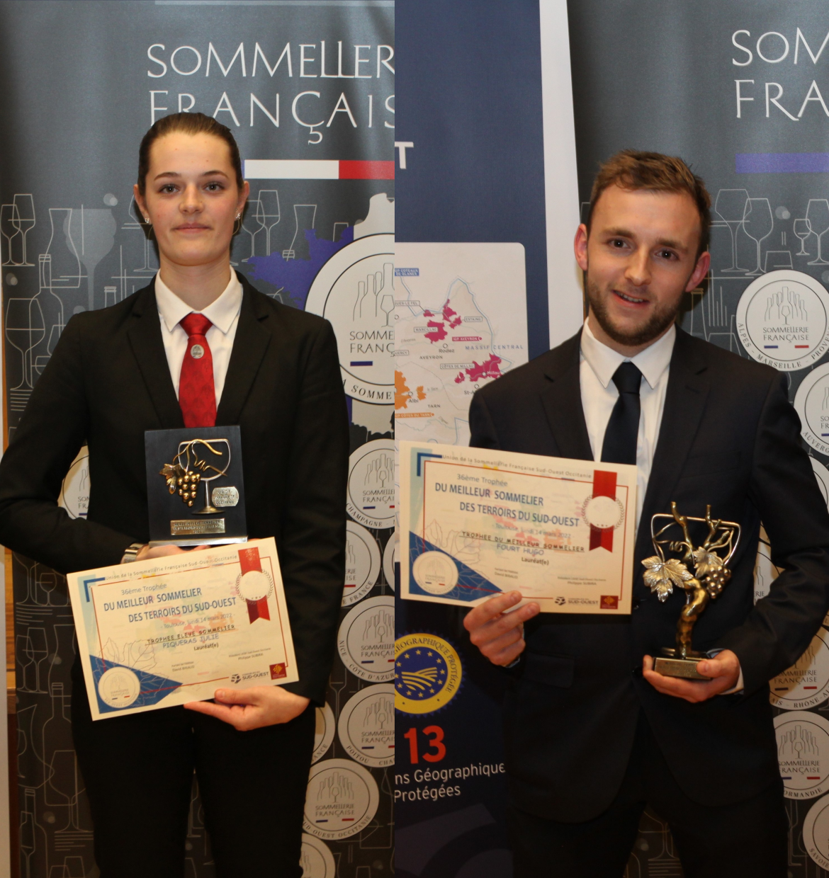 YO ? Julie Piqueras et Hugo Fourt, lauréats du concours Meilleur sommelier 2022 des terroirs du Sud-Ouest